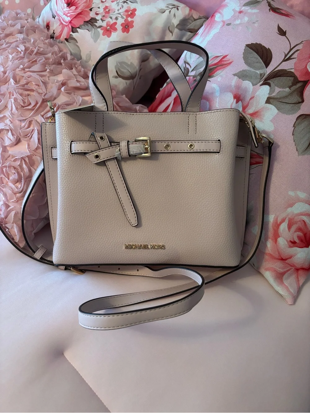 Michael Kors Blush Pink Leather Mini Satchel with Gold Hardware